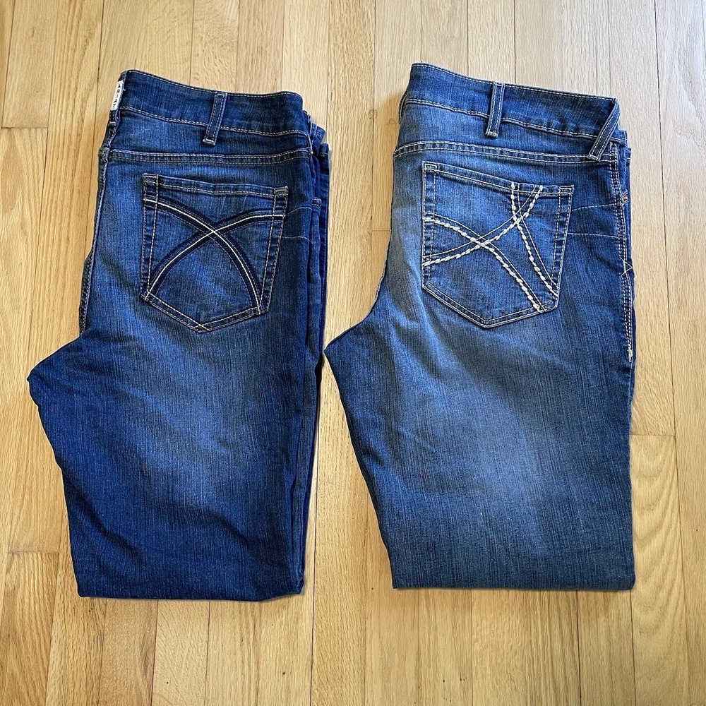 Lot 2 Ariat Real Denim Women's Mid Rise Boot Cut Stretch Jeans Thick Size 34R